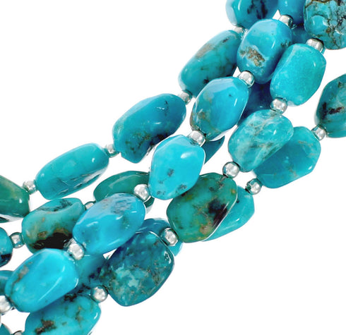 Native American 5 Strand High Turquoise Bead Necklace X10109